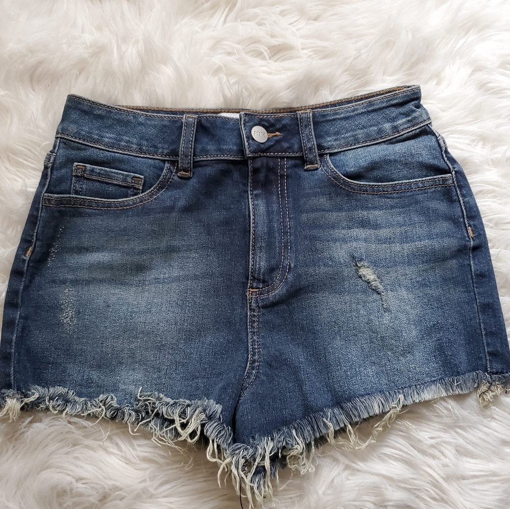 Midrise Frayed Jean Shorts